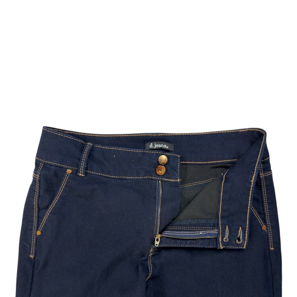 d.jeans Capri Pants 12 Dark Indigo Blue Stretch Cropped Denim Casual Chic Preppy - Picture 3 of 9